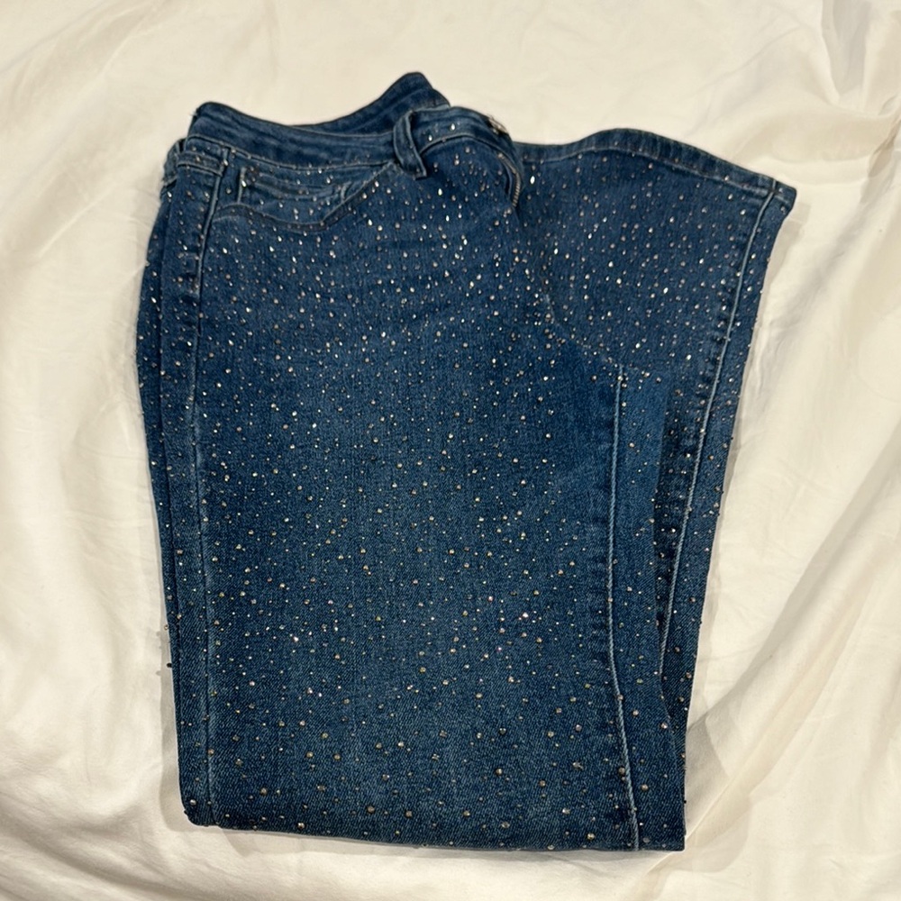 Women's Blue Embellished Jeans
